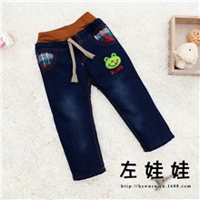 左娃娃2013冬款加厚男童牛仔裤棉裤童裤批发厂家直销