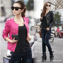 2012秋冬新款VSYM812#短款修身型夹克机车品质女装PU女士皮衣