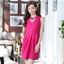 孙俪同款2013秋冬韩版甜美公主裙圆领褶皱收腰无袖厚毛呢连衣裙