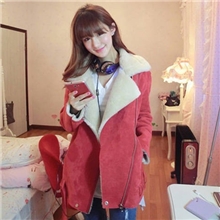2013秋冬新款少女时代同款外套大衣气质皮衣鹿皮绒加厚棉衣女