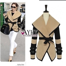 2013秋冬欧美英伦风维多利亚个性大翻领披肩呢大衣外套女