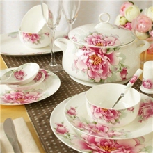 红霸王景德镇陶瓷器碗盘正宗骨瓷56头欧式餐具套装