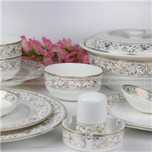 唐德陶瓷景德镇瓷器56头高骨瓷生活餐具散件太阳岛花面