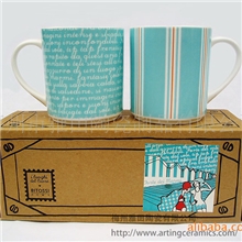 厂家直销创意杯马克杯英文竖纹