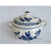 优质隔热青花瓷仿古双耳大汤碗环保美观