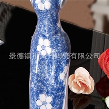 景德镇瓷器手绘青花瓷瓶陶瓷旗袍现代家居工艺摆件