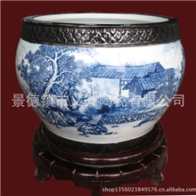 景德镇义升金鱼缸，蒋义瑛作品，家居摆件