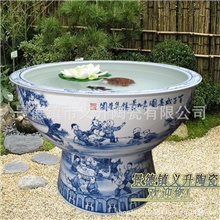 厂家直销景德镇陶瓷手绘人物养金鱼种荷花缸家居城市规化大缸