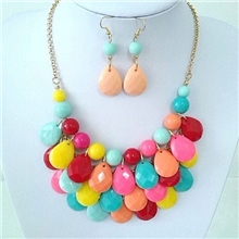 2013冬季欧美街拍jcrew项链多层水滴项链mini迷你彩色