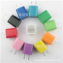 批发彩色绿点充电器iphone344S5双管11色绿点头USB充电头