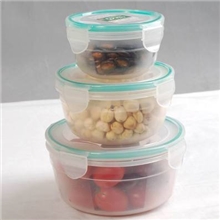 圆形保鲜盒套装/密封碗/塑料保鲜碗三件套