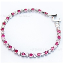 镀18K金红宝石手链