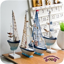 新品上架地中海风格帆布船桌面摆件现代简约家居装饰工艺船