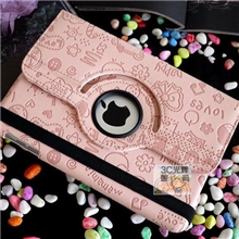 小魔女ipadmini迷你保护皮套带休眠旋转360度卡通外壳荔枝纹