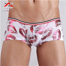 许巴时尚个性情趣低腰唇印男式平角内裤