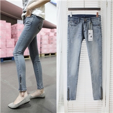 201韩国代购秋冬新款拉链显瘦小脚裤女牛仔裤铅笔裤女装裤子长裤
