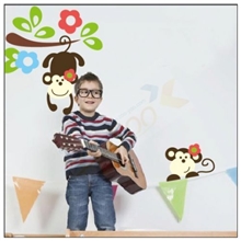 ZooYoo版权/1202卡通猴子树MonkeyForest系列欧美款出口墙贴纸