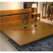 简约现代榆木床踏踏米纯实木家具原木家具厂家直销CXR07