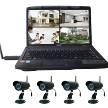 高清无线家庭套装无线监控摄像头4路电脑同步监控摄像机