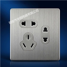 供应优质/不锈钢拉丝墙壁开关/七孔插座