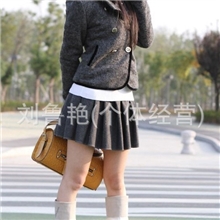 新款秋冬款毛呢百褶裙打底裙时装女裙高腰裙