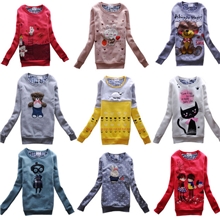 2013新品韩版卡通长袖卡通加绒加厚圆领学生卫衣长款抓绒卫衣