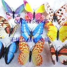 新款立体彩色夜光蝴蝶仿真蝴蝶冰箱贴磁铁别针夜光效果更好