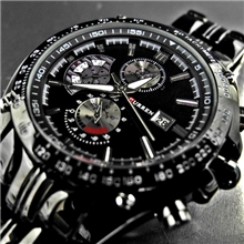 ebay淘宝CURREN卡瑞恩钢带男士石英手表三眼表批发代销