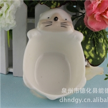 批发陶瓷工艺品小花碗，日式风格，韩版卡通狸猫花zakka