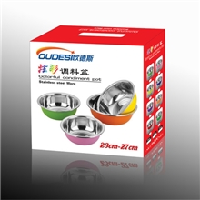 潮安县彩塘镇欧德斯不锈钢盆彩色盆三件套盆钢盆