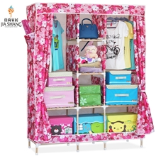 秒杀简易衣柜布衣柜加固衣柜牛津布实木折叠加固宜家衣橱特价