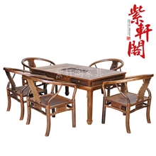 特价鸡翅木家具红木古典明清家具实木开森泡茶桌6件套休闲茶桌椅