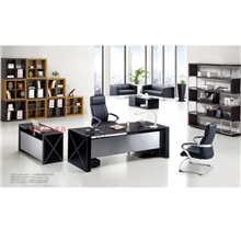 新款特价广州办公家具豪华皮面老板桌时尚现代奢华总裁办公桌子