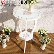 厂家直销批发订做田园白色彩绘实木圆形心形欧式时尚简约小茶几