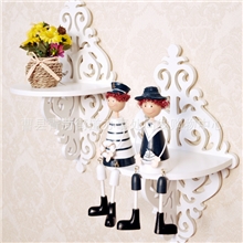 厂家直销批发定做韩式欧式创意酒店白色置物架子菱形壁挂木质木制