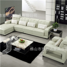 佛山家具简约休闲头层牛皮沙发L转角组合真皮沙发鑫华H138