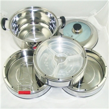 特价江湖最爱美媳妇节能高效原味长寿蒸锅26cm钢盖单底带磁锅