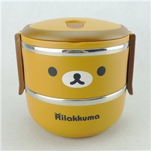 一件代发可爱轻松熊不锈钢双层卡通饭盒日式便当盒KT午餐盒