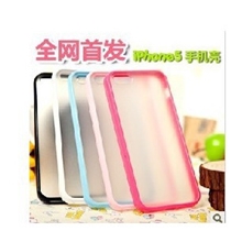 厂家直销双色iphone4S手机壳二合一tpu+PC苹果5/5S磨砂透明