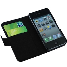 真皮世家苹果4S手机壳可插卡皮套可触屏保护套iPhone4外壳