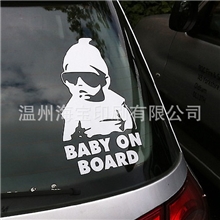 厂家供应最新进口反光感压babyonboard贴纸婴儿反光车贴