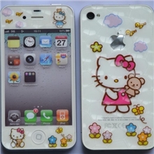 大量现货iPhone4/4S卡通手机膜彩膜批发水立方彩印手机膜烫金膜