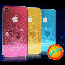 批发3D立体彩色钻石膜iphone4s手机彩膜苹果4水晶浮雕彩膜