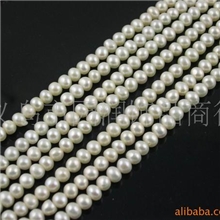 源头货源纯天然淡水珍珠5-5.5mm白色近圆馒头圆珍珠项链材料批发