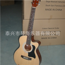 40寸黑边缺角民谣吉他/吉他批发/乐器批发/厂家直销民谣吉他