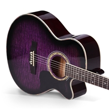 乐器美音民谣吉他批发40寸虎纹椴木高档民谣吉他木吉他批发厂家