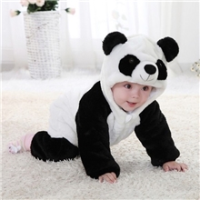 秋冬爆款天鹅绒熊猫动物造型哈衣加厚加大不倒绒婴儿连身衣