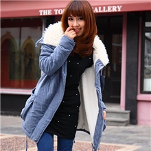 2013韩版新款羊羔绒加厚棉衣中长款宽松毛领保暖外套女装特价批发