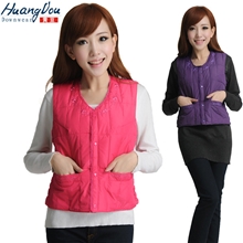 厂家直销秋冬新款女式【士】羽绒马甲纯色绣花款女背心大码女装