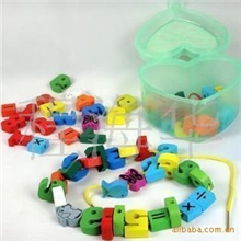 字母/数字/动物/水果串串乐儿童益智玩具心形串珠6个款式